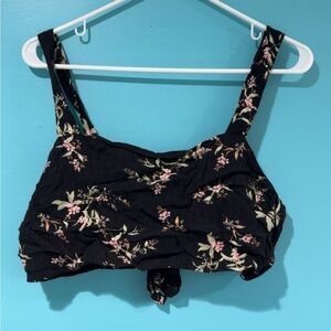 Floral Black Crop Top